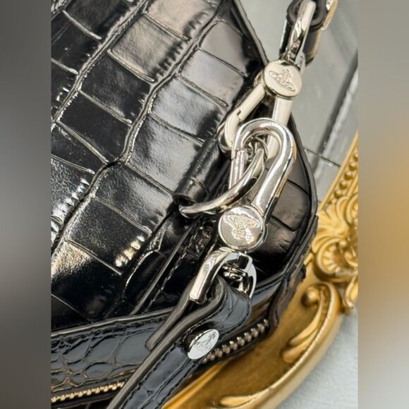 🆕 VIVIENNE WESTWOOD 🧿 NWT Ella Mini Heart Backpack, Black Croc - AUTHENTICATED - Picture 5 of 16
